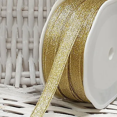 GLITTER GOLD/SILVER Ribbon Small-Large Craft Gift Wrap Wedding Cake Edge Per 1M • £1.78