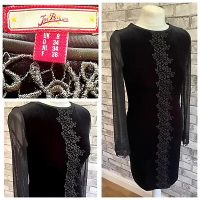 Joe Browns Dress Velvet Dress Size 8 10 Lace Detail Stretch Goth Halloween VGC • £14.95