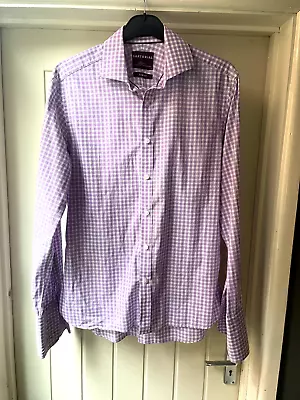 M&S Timothy Everest Sartorial Men Double Cuff Check Shirt Slim 16  Collar Lilac • £12.99