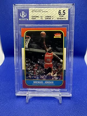 1986 - 87 Fleer Michael Jordan Rookie Card #57 BGS 6.5 EX-MT+ Chicago Bulls • $4100