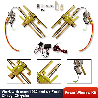 2 Door Street Hot Rat Rod Flat Glass Power Window Kit W/ Switches Wiring • $143.68
