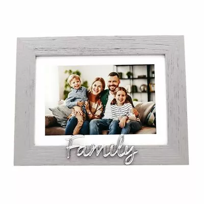 Grey Woodgrain Effect Family Picture Frame With Silver Letters - 6x4  Or 7x5 ... • £14.50