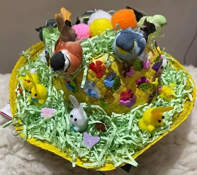 Hand Ready Made Decorated Easter Cowboy Hat Bonnet - Bunnies Birds Nests 5-6 Yrs • £9.99