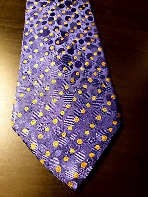 Stefano Ricci Tie Silk Italy Polka Dots Blue Sheen  • $59