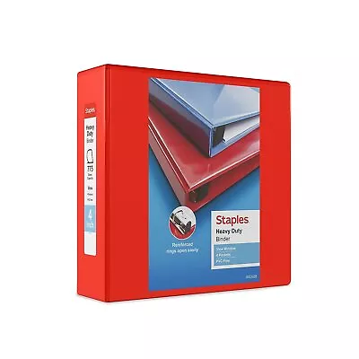 Staples Heavy Duty 4  3-Ring View Binder Red (24698) 82661 • $11.64