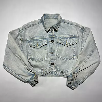 Vintage Gintano Express Cropped Light Wash Jean Jacket Small 90's • $13