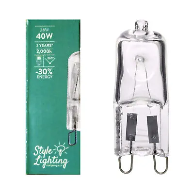 5 X Style Lighting G9 28w = 40w 240v Mains Clear Long Life Eco Halogen Energy S • £6.61