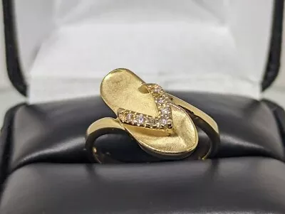 Na Hoku Hawaiian Slipper Ring 14k Yellow Gold .07tw Diamonds Size 6.75 • $499