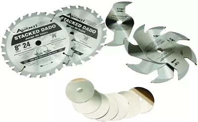 8 In. X 24-Tooth Stacked Dado Saw Blade Set Durable Carbide Blades Clean Cut • $76.01