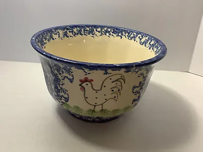 Molly Dallas Blue Spatterware Ice Cream Cereal Bowl 5 1/2 Inch Rooster Chicken • $10.99