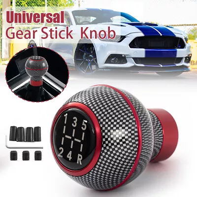 Universal Carbon Fiber Red Round Ball Shape Car Gear Shift Knob Shifter Lever A • $16.99