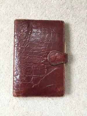 MULBERRY Vintage Croc Congo Tan Leather Agenda /Filofax With Pen • £125