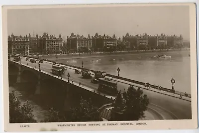 Westminster Bridge & St Thomas Hospital London Vintage Real Photo Postcard G11 • £3.95