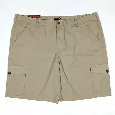 New Merona Mens Cargo Shorts Khaki Beige Button Pockets Casual Cotton Flat Front • $12.86