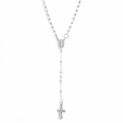 £32.03 • Buy Sterling Silver Cross Necklace Rosary Beads Chain Virgin Mary 44 Cm - Silverly