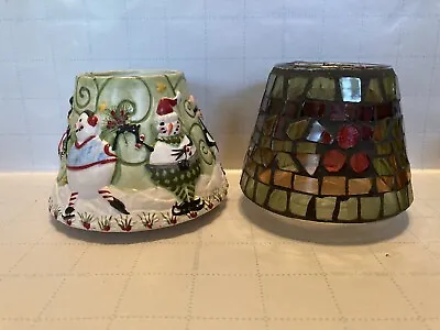 Yankee Candle Snowman Christmas Jar Candle Shade Topper & Mosaic Candle Shade • $19.99