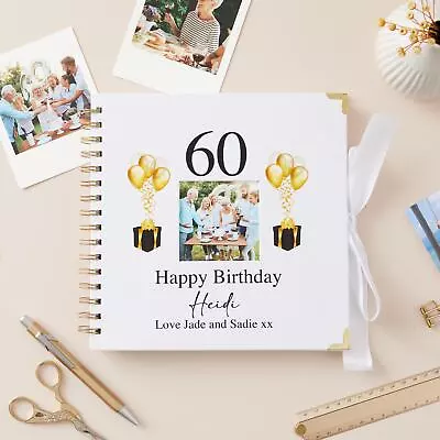 Personalised Birthday Scrapbook Photo Album - 70th 60th 50th 40th 30th - Wh • £13.95