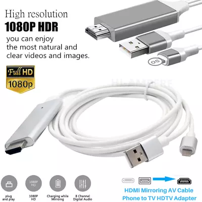 For IPhone 13 12 11 8 7 6 IPad HDMI Mirroring Phone To TV HDTV Adapter AV Cable • $13.99