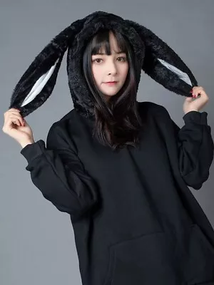 Rabbit Ears Oversize Brushed Hoodie - Fuzzy Hood Bunny Hoodie - Hot Topic Style • $40