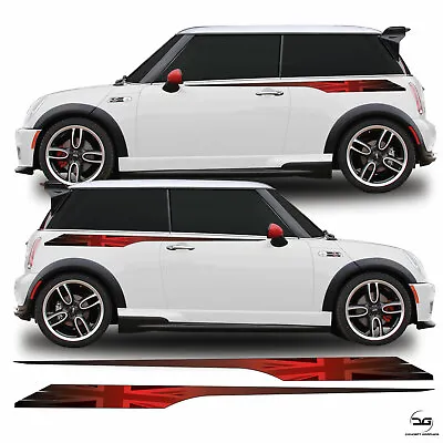 Union Jack Side Stripe Graphics Decal Sticker For R53 Mini Cooper S One Gen 1 • £34.99