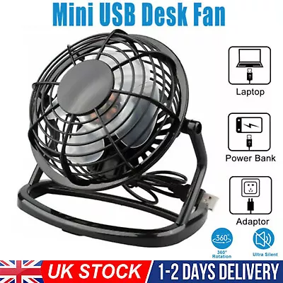 6  Mini USB Desk Fan Quiet Personal Cooler USB Powered Portable Table Fan UK • £5.99