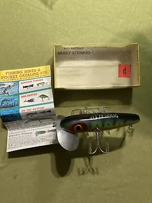 Vintage Fred Arbogast Musky Jitterbug Fishing Lure #700 Large Size Perch In Box • $49.99