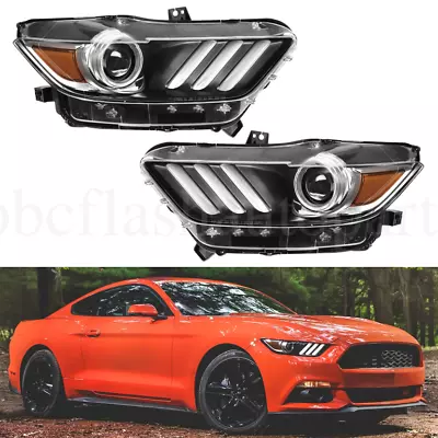 Headlights Pair For 2015 2016 2017 Ford Mustang HID/Xenon W/LED DRL LH+RH 15-17 • $185.50