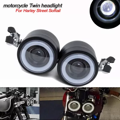 Twin Headlight Motorcycle Double Dual Lamp For Harley Street Softail Universal • $41.29