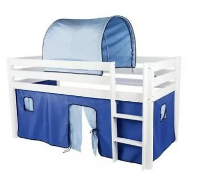 Boys Bed Frame Blue Ladder Bed Tunnel Tent Under Storage Livarno Mid Sleeper Bed • £40