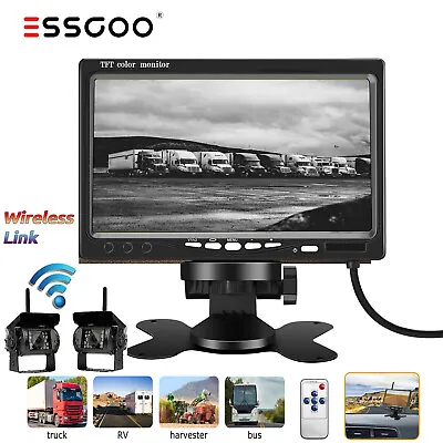 Wireless Car Rear View Reversing Camera × 2 Kit + 7 In HD Monitor  Truck Bus Van • £49.54