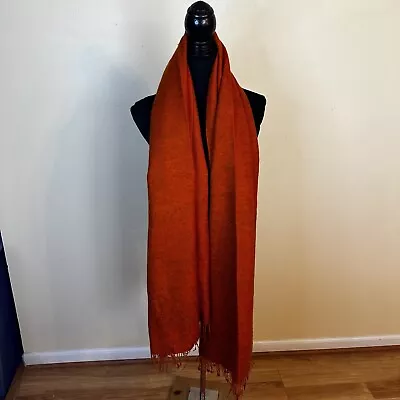 Vintage French Wool Orange Womens Scarf Throw Wrap Fall Style • $32.99