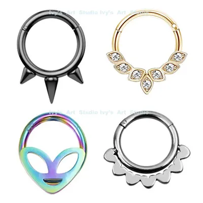 $6.50 • Buy 16g Surgical Steel  Hinged Clicker Nose Ring Segment Septum Helix Ear Piercing