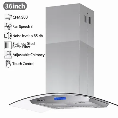 36 Inch Island Range Hood Stainless Steel 900CFM 3-Speed Kitchen Stove Vent LEDs • $299.99
