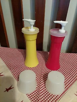 Vintage Tupperware Ketchup And Mustard Pump Dispensers With Lids • $12.99