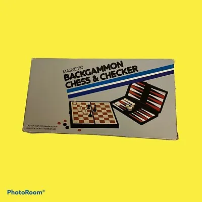 Magnetic  Travel Chess Checkers And Backgammon Set  New Old Stock Open Box • $18.80