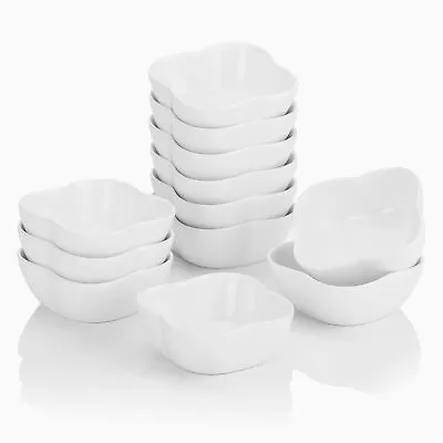 MALACASA 12-Piece Ramekins White Porcelain Dipping Bowl Set Serving Ramekin Dish • £15.99