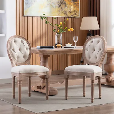 2Pcs French Dining Chairs Kitchen Chair Upholstered King Louis Back Side Chair • $219.29