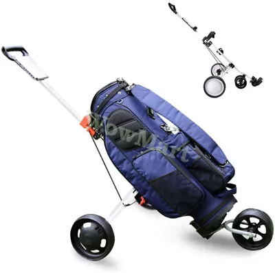 Aluminum Foldable Compact Golf Push Pull Buggy Trolley Cart 3 Wheel & Footbrake • $115.95