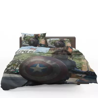 Captain America The Winter Soldier Movie Quilt Duvet Cover Set Super King • £32.39