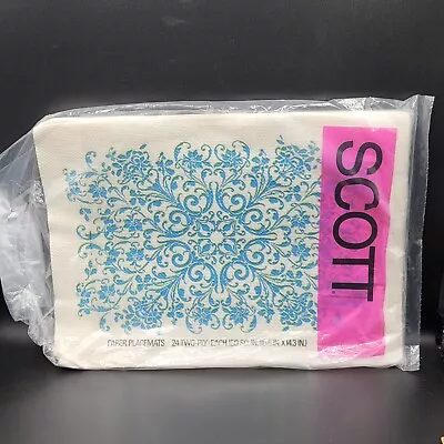 Vintage 1970's SCOTT Paper Place Mats Blue Design New Old Stock 24 Ct. • $14