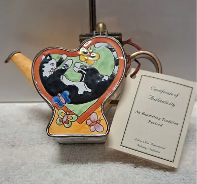 $45.99 • Buy Kelvin Chen Collectible Miniature Teapot-Handmade Enameled  Cat With Butterfly 