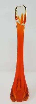 MCM Viking Glass Epic 11.5” Swung Vase Orange Excellent Vintage Beautiful  • $64.98