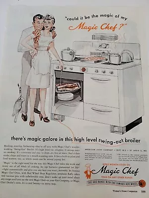 1946  Magic Chef Gas Range Oven Stove Swing Broiler Kitchen Cat Vintage Ad • $9.99