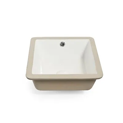 Gloss White Square Undermount Ceramic Basin / Bathroom Sink With Overflow • $155