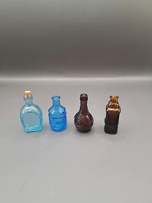Vintage Wheaton Mini Colorful Bottles (4) Taiwan Teal Blue Purple Amber GUC • $18