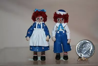 Miniature Dollhouse Artist Sculpt Raggedy Ann & Andy Dolls 1:12 People 1:24 • $34