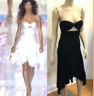 Gianni Versace 2004 Black Cut-out  Ruffle Dress Us4 • $980