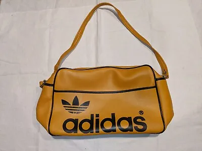 Vintage Adidas Trefoil 70s Mustard Yellow Black Messenger Bag Made In Yugoslavia • $110