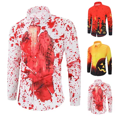 Mens Tie Dye Button Turn Down Collar T-shirts Mens Casual Blouses Tunic Tops Tee • $19.86