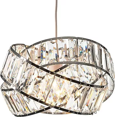 Giggi Chrome Intertwined Ring Ceiling Pendant Acrylic Crystal Modern Light Shade • £22.79